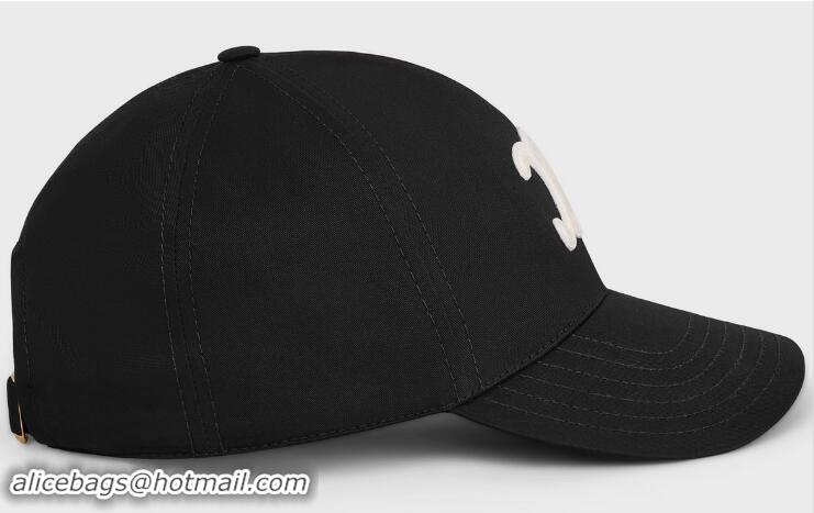 Luxury Classic Celine Triomphe Baseball Cap In Cotton 040302 Black 2024