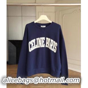 Super Quality Celine Oversized Celine Sweatshirt In Cotton Fleece CE5462 Dark Blue