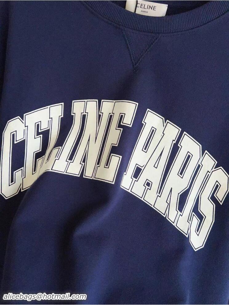 Super Quality Celine Oversized Celine Sweatshirt In Cotton Fleece CE5462 Dark Blue