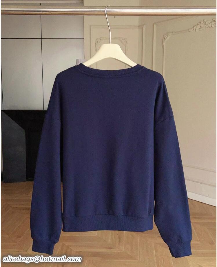 Super Quality Celine Oversized Celine Sweatshirt In Cotton Fleece CE5462 Dark Blue