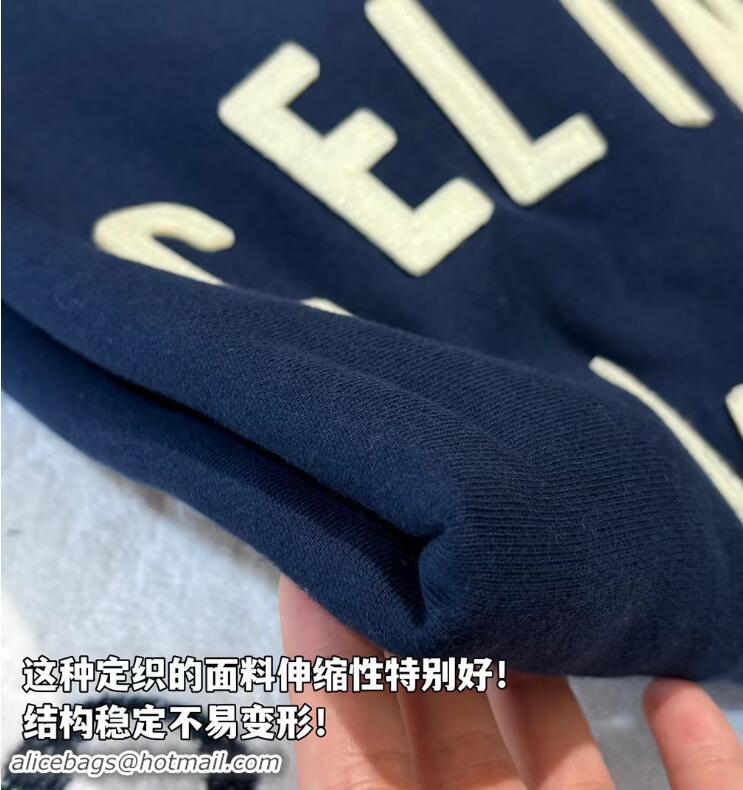 ​Unique Discount Celine Paris Loose Sweatshirt In Cotton Fleece CE5463 Dark Blue