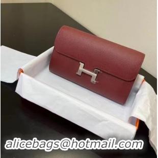 Luxury Cheap Hermes Constance Long Wallet H4087 Burgundy