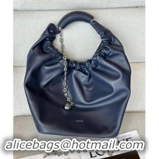 Famous Brand Loewe Medium Squeeze Bag in Nappa Lambskin 948017 Abyss Blue 2024