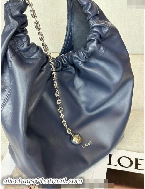 Famous Brand Loewe Medium Squeeze Bag in Nappa Lambskin 948017 Abyss Blue 2024