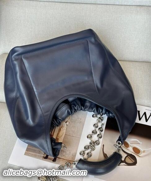 Famous Brand Loewe Medium Squeeze Bag in Nappa Lambskin 948017 Abyss Blue 2024