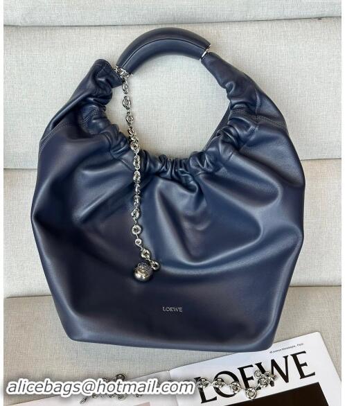 Famous Brand Loewe Medium Squeeze Bag in Nappa Lambskin 948017 Abyss Blue 2024