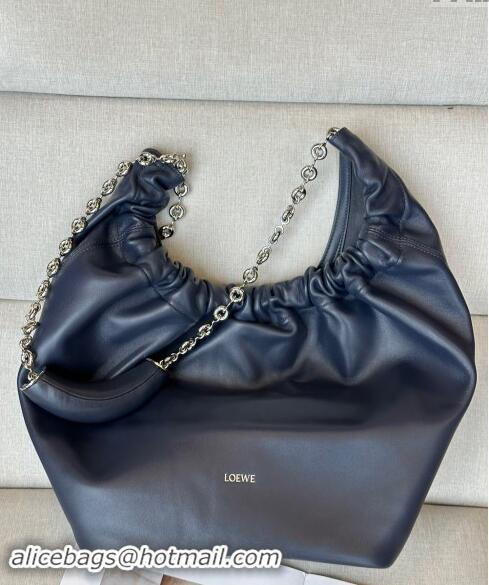 Famous Brand Loewe Medium Squeeze Bag in Nappa Lambskin 948017 Abyss Blue 2024