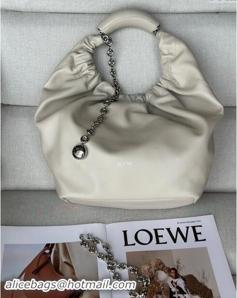 Good Product Loewe Medium Squeeze Bag in Nappa Lambskin 948017 White 2024