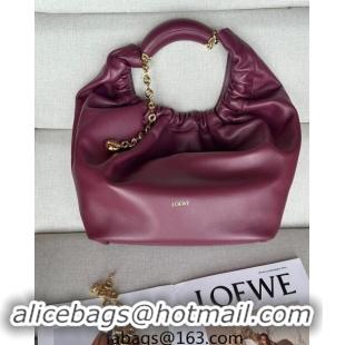 Top Design Loewe Medium Squeeze Bag in Nappa Lambskin 948017 Dark Purple 2024