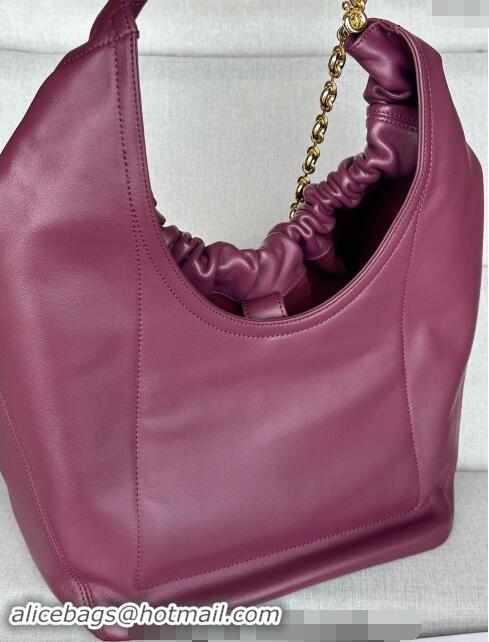 Top Design Loewe Medium Squeeze Bag in Nappa Lambskin 948017 Dark Purple 2024