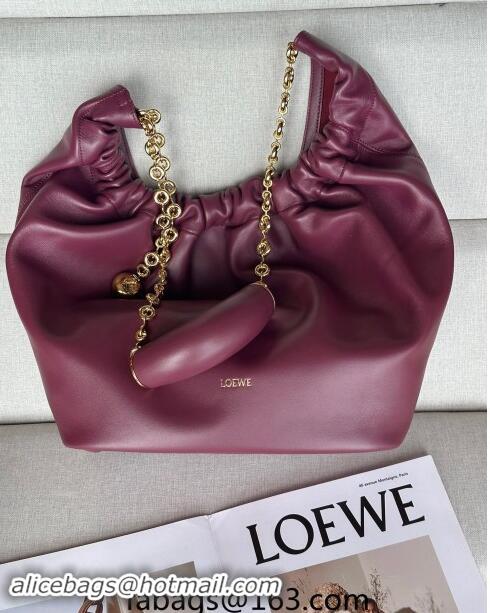 Top Design Loewe Medium Squeeze Bag in Nappa Lambskin 948017 Dark Purple 2024