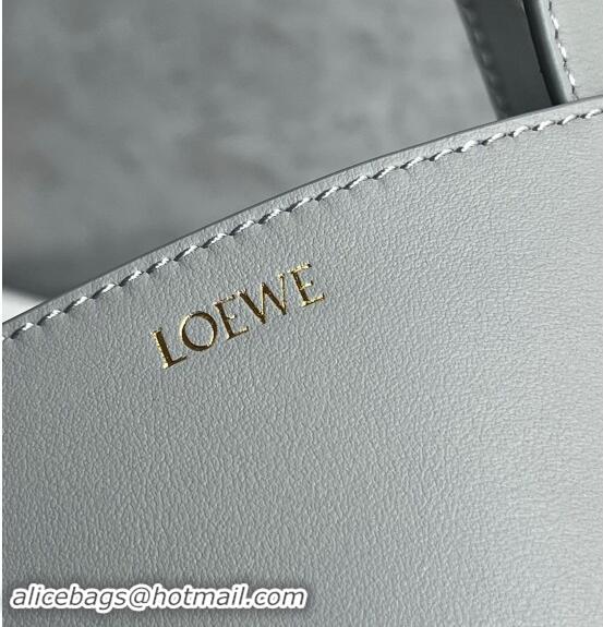 Famous Brand Loewe Mini Puzzle Fold Tote Bag in patchwork calfskin L0051 Light Grey/Dark Grey 2024