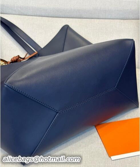 Traditional Specials Loewe Large Puzzle Fold Tote Bag in shiny calfskin L0066 Abyss Blue 2024