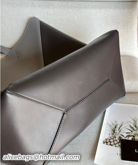 Super Quality Loewe Large Puzzle Fold Tote Bag in patchwork calfskin L0066 Pearl/Dark Grey 2024