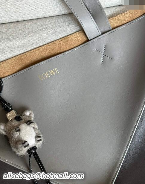 Super Quality Loewe Large Puzzle Fold Tote Bag in patchwork calfskin L0066 Pearl/Dark Grey 2024