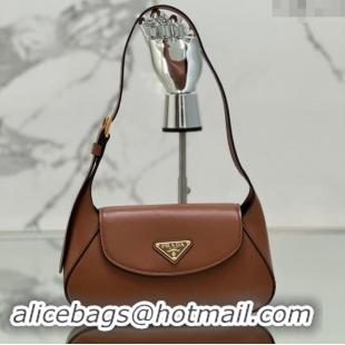 Top Quality Prada Small leather shoulder bag 1BD358 Brown 2024