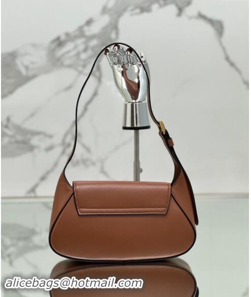 Top Quality Prada Small leather shoulder bag 1BD358 Brown 2024