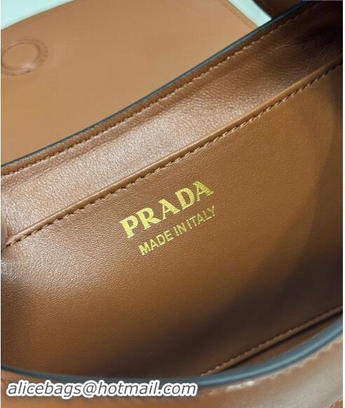 Top Quality Prada Small leather shoulder bag 1BD358 Brown 2024