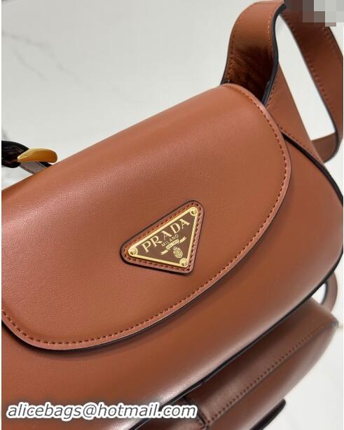 Top Quality Prada Small leather shoulder bag 1BD358 Brown 2024