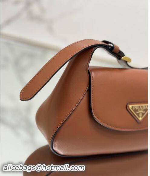 Top Quality Prada Small leather shoulder bag 1BD358 Brown 2024