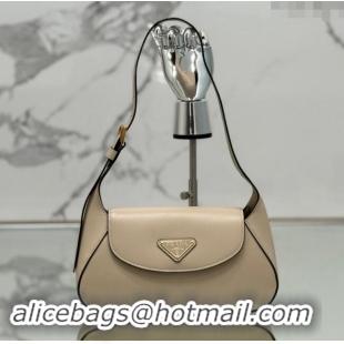 Famous Brand Prada Small leather shoulder bag 1BD358 Beige 2024