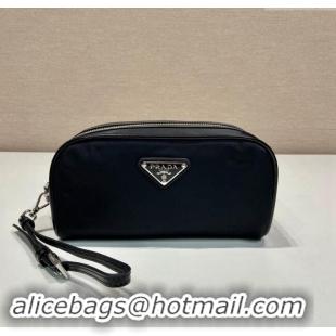 Best Price Prada Re-Nylon and brushed leather pouch 2NE063 Black 2024