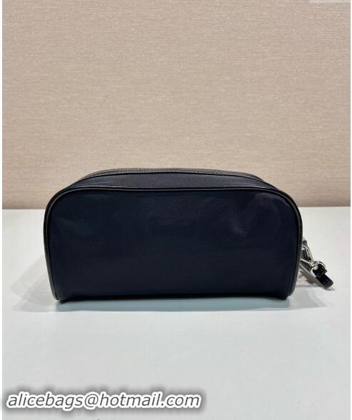 Best Price Prada Re-Nylon and brushed leather pouch 2NE063 Black 2024