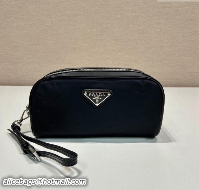 Best Price Prada Re-Nylon and brushed leather pouch 2NE063 Black 2024