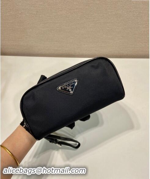 Best Price Prada Re-Nylon and brushed leather pouch 2NE063 Black 2024