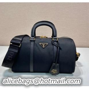 Inexpensive Prada Re-Edition 1978 medium Re-Nylon and Saffiano leather top-handle bag 1BB233 Black 2024