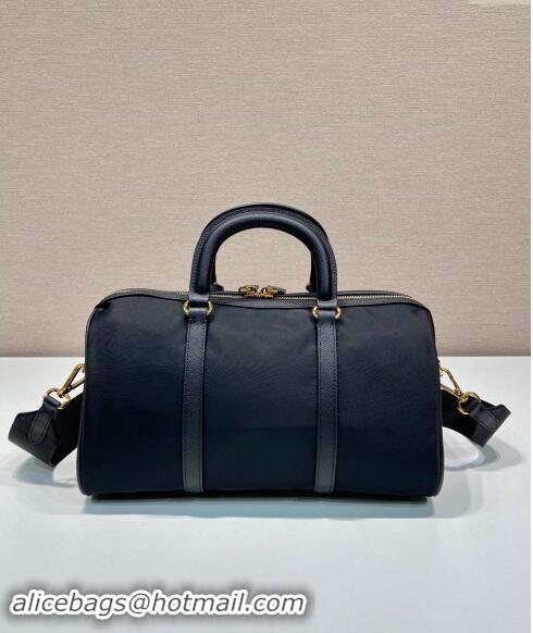 Inexpensive Prada Re-Edition 1978 medium Re-Nylon and Saffiano leather top-handle bag 1BB233 Black 2024