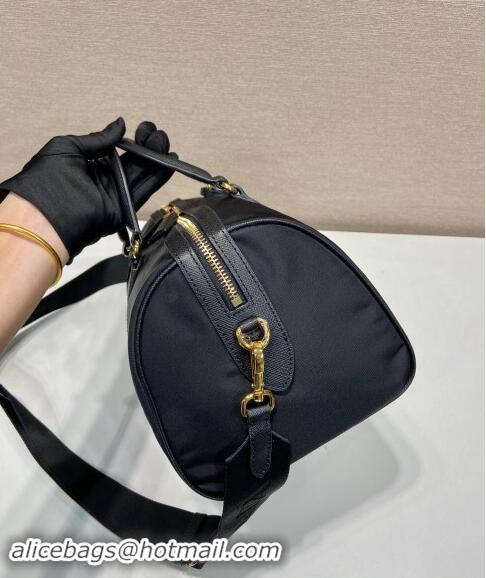 Inexpensive Prada Re-Edition 1978 medium Re-Nylon and Saffiano leather top-handle bag 1BB233 Black 2024