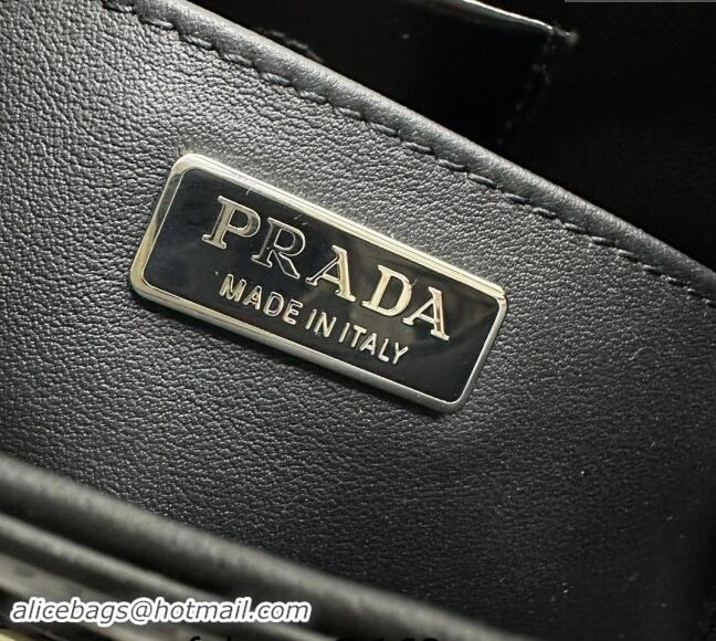 Inexpensive Prada Cleo Brushed Leather Shoulder Bag 1BC156 Black/Silver 2024