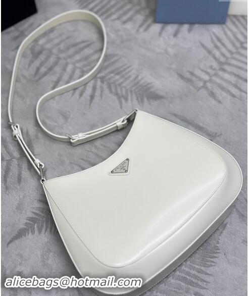 Buy Discount Prada Cleo Brushed Leather Shoulder Bag 1BC156 White/Silver 2024