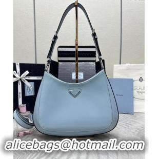 Famous Brand Prada Cleo Brushed Leather Shoulder Bag 1BC156 Blue 2024