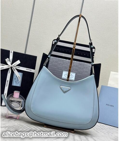 Famous Brand Prada Cleo Brushed Leather Shoulder Bag 1BC156 Blue 2024