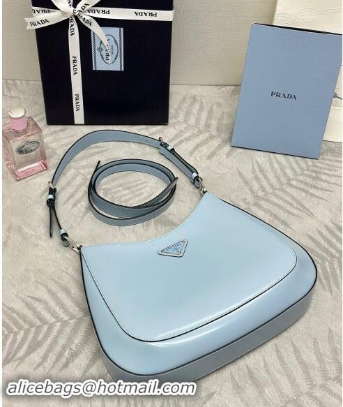 Famous Brand Prada Cleo Brushed Leather Shoulder Bag 1BC156 Blue 2024