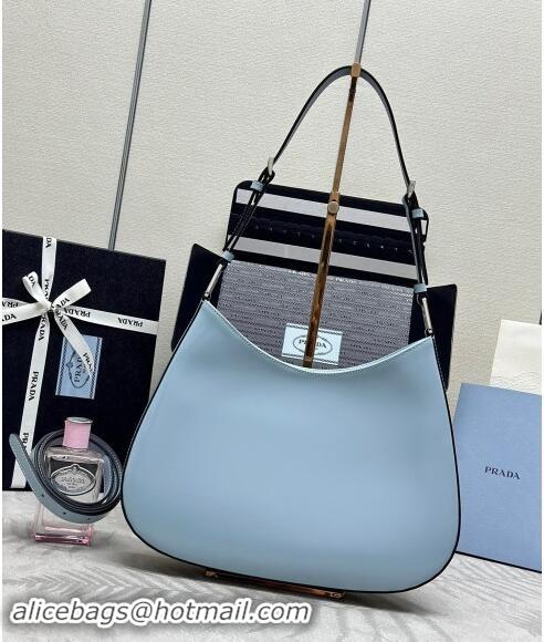 Famous Brand Prada Cleo Brushed Leather Shoulder Bag 1BC156 Blue 2024