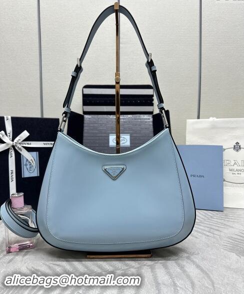 Famous Brand Prada Cleo Brushed Leather Shoulder Bag 1BC156 Blue 2024