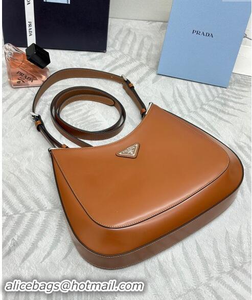 Top Quality Prada Cleo Brushed Leather Shoulder Bag 1BC156 Brown 2024