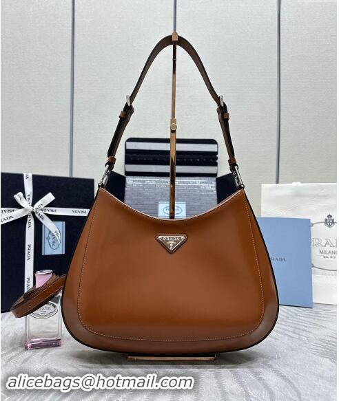 Top Quality Prada Cleo Brushed Leather Shoulder Bag 1BC156 Brown 2024