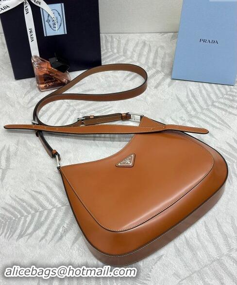 Top Quality Prada Cleo Brushed Leather Shoulder Bag 1BC156 Brown 2024