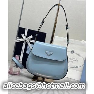 Buy Fashionable Prada Cleo Brushed Leather Shoulder Bag 1BD303 Blue 2024