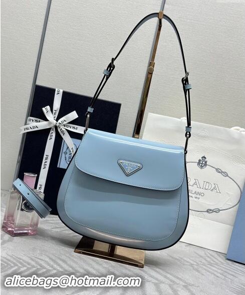 Buy Fashionable Prada Cleo Brushed Leather Shoulder Bag 1BD303 Blue 2024