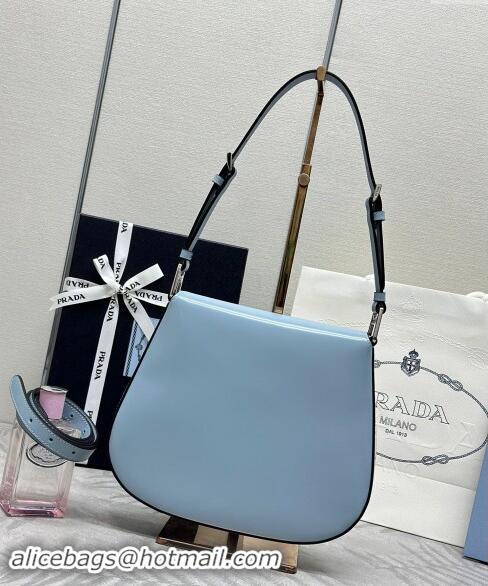 Buy Fashionable Prada Cleo Brushed Leather Shoulder Bag 1BD303 Blue 2024