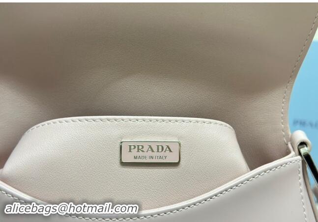 Grade Quality Prada Cleo Brushed Leather Shoulder Bag 1BD303 White/Silver 2024