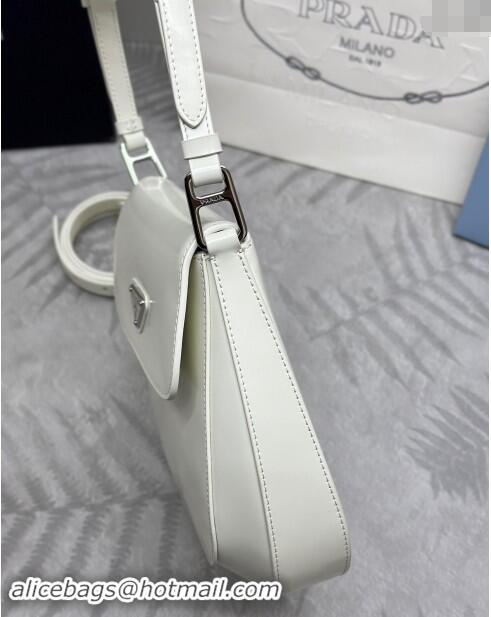 Grade Quality Prada Cleo Brushed Leather Shoulder Bag 1BD303 White/Silver 2024