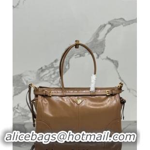 Promotional Prada Large leather handbag 1BA433 Brown 2024