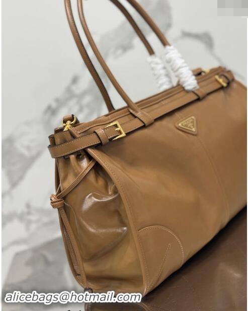 Promotional Prada Large leather handbag 1BA433 Brown 2024