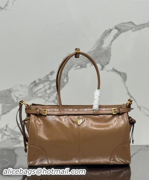 Promotional Prada Large leather handbag 1BA433 Brown 2024